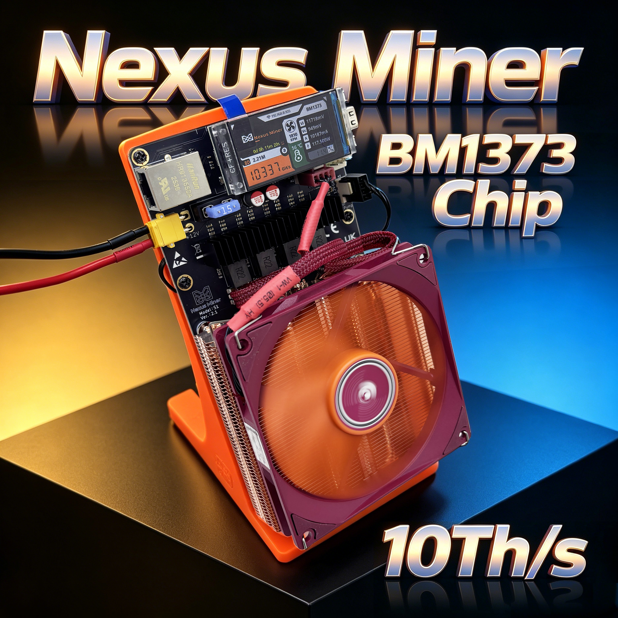 2026 新しい Nexus Miner 10Th/s 低電力 140W 2*BM1373 チップ Solo Miner 暗号通貨マイニング