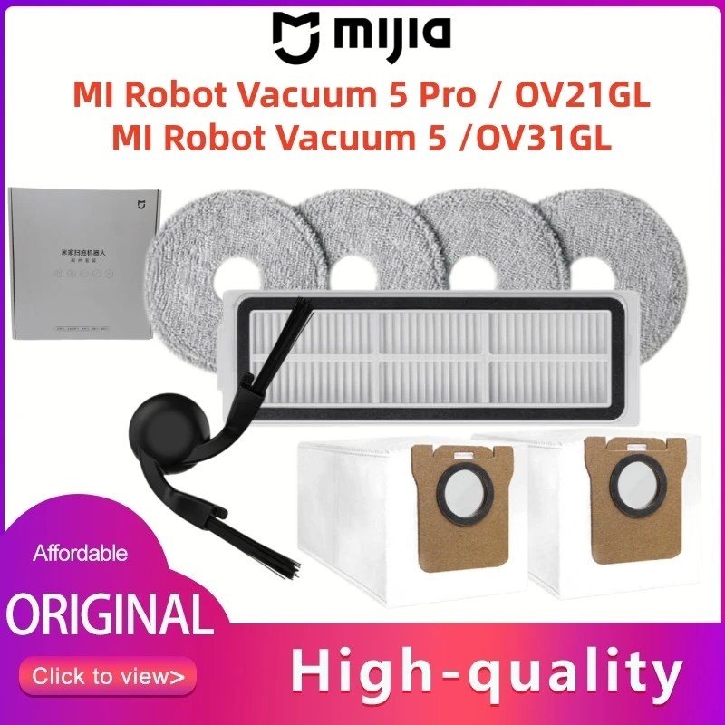 オリジナル Xiomi Mi ロボット掃除機 5/OV31GL アクセサリーキット 5 Pro/D109GL サイドブラシ HEPA フィルターモップ布ダストバッグスペアパーツ