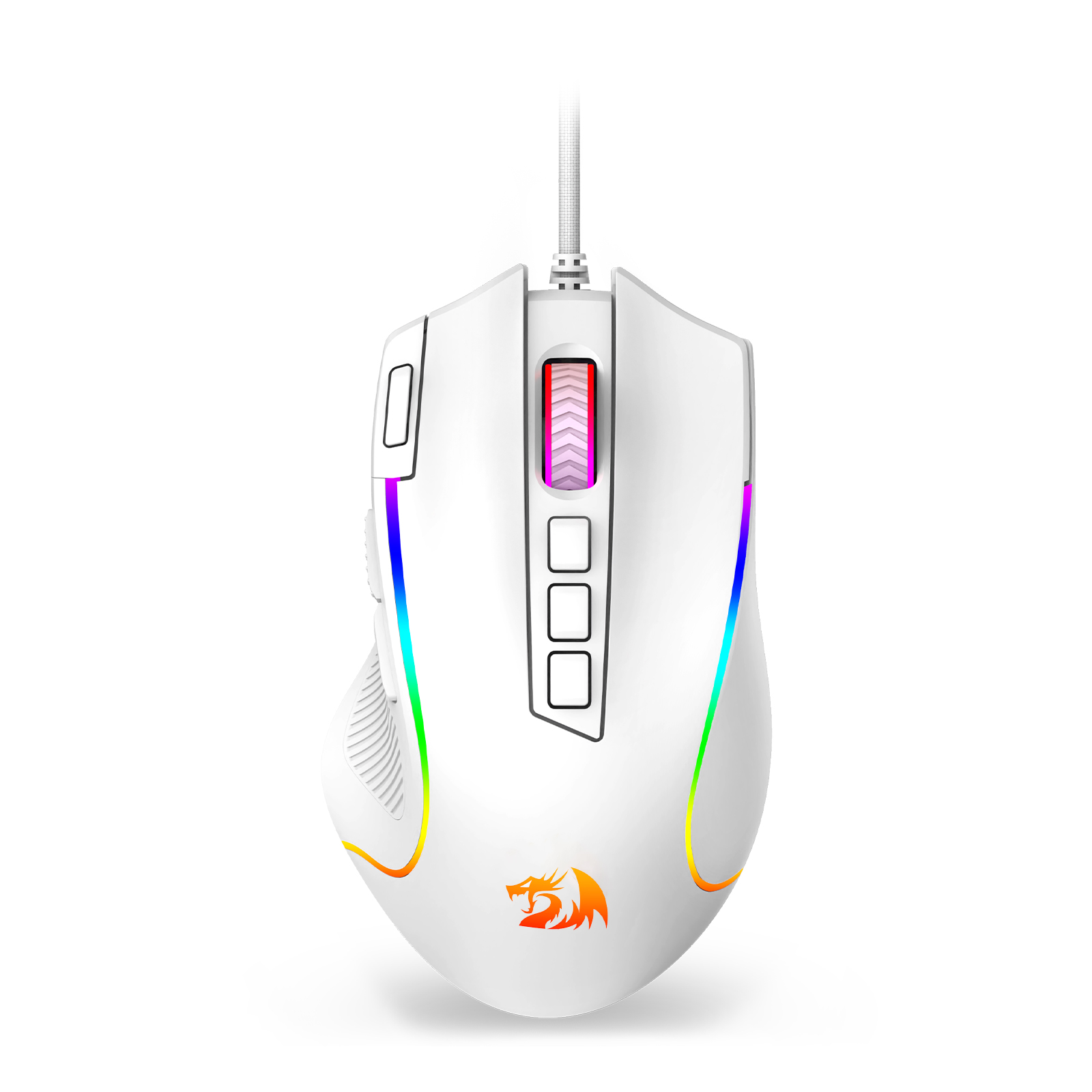 Redragon M612 Predator RGB ゲーミング マウス 8000 DPI 有線光学式 11 個のプログラム可能なボタン付き、ホワイト
