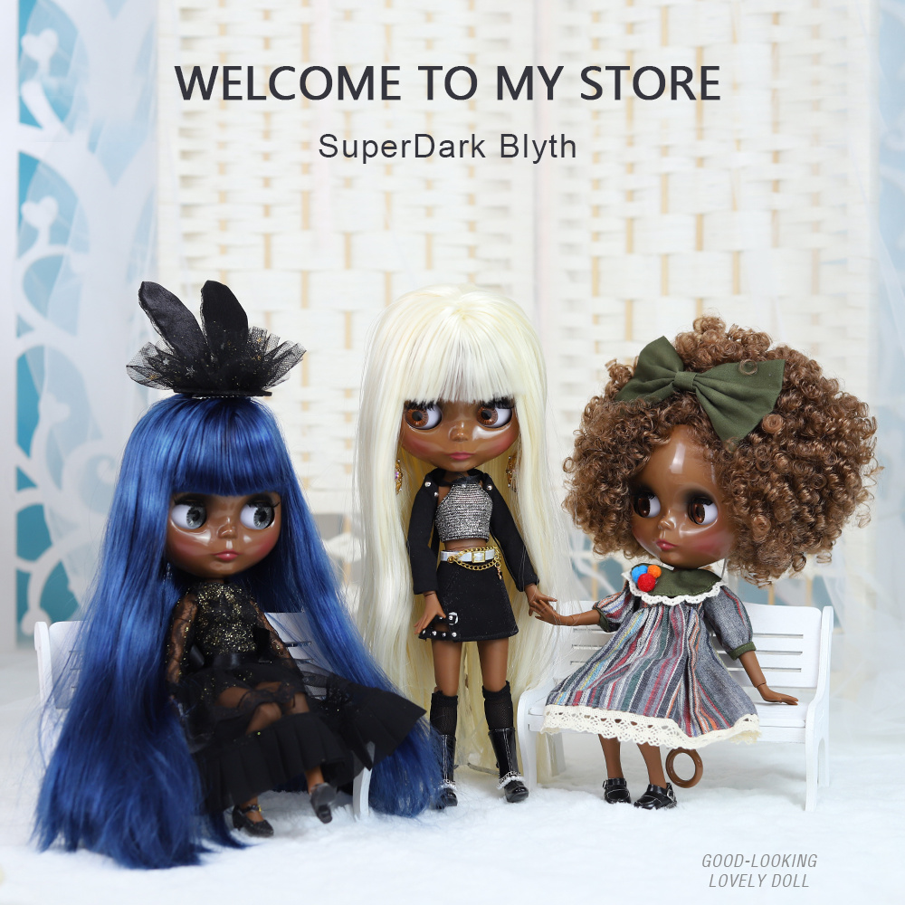 ICY DBS ブライス人形超褐色肌、黒い肌、ストレートヘア、アフロヘアヌード人形とセット人形ジョイントボディ少年少女へのギフト