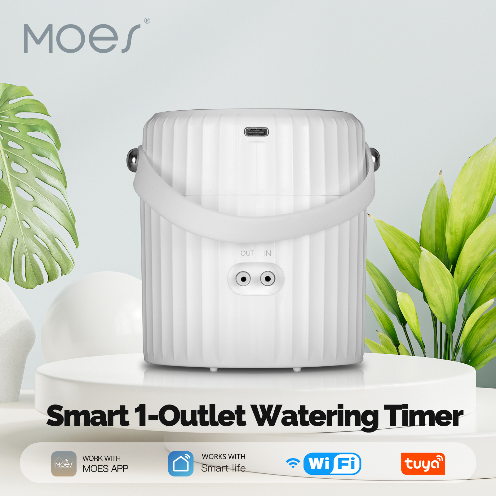 MOES Tuya WiFi 散水ポンプ タイマーデバイス 灌漑システム ガーデンツール スプリンクラー 有線設計 自動モード 手動アプリ制御