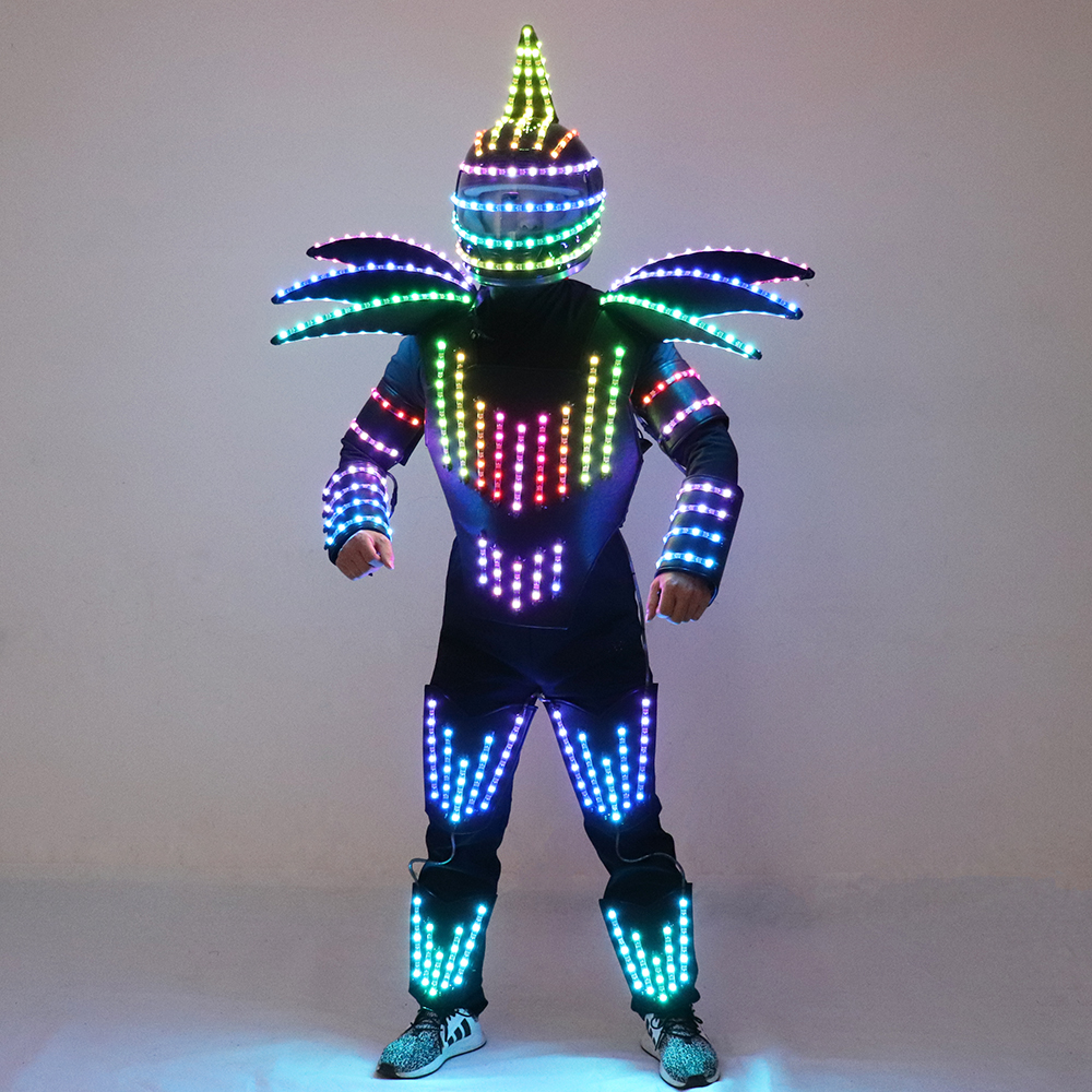 ピクセル LED ロボットスーツステージダンス衣装クリスマスハロウィンパーティーライトアップジャケットカラフルな発光鎧服