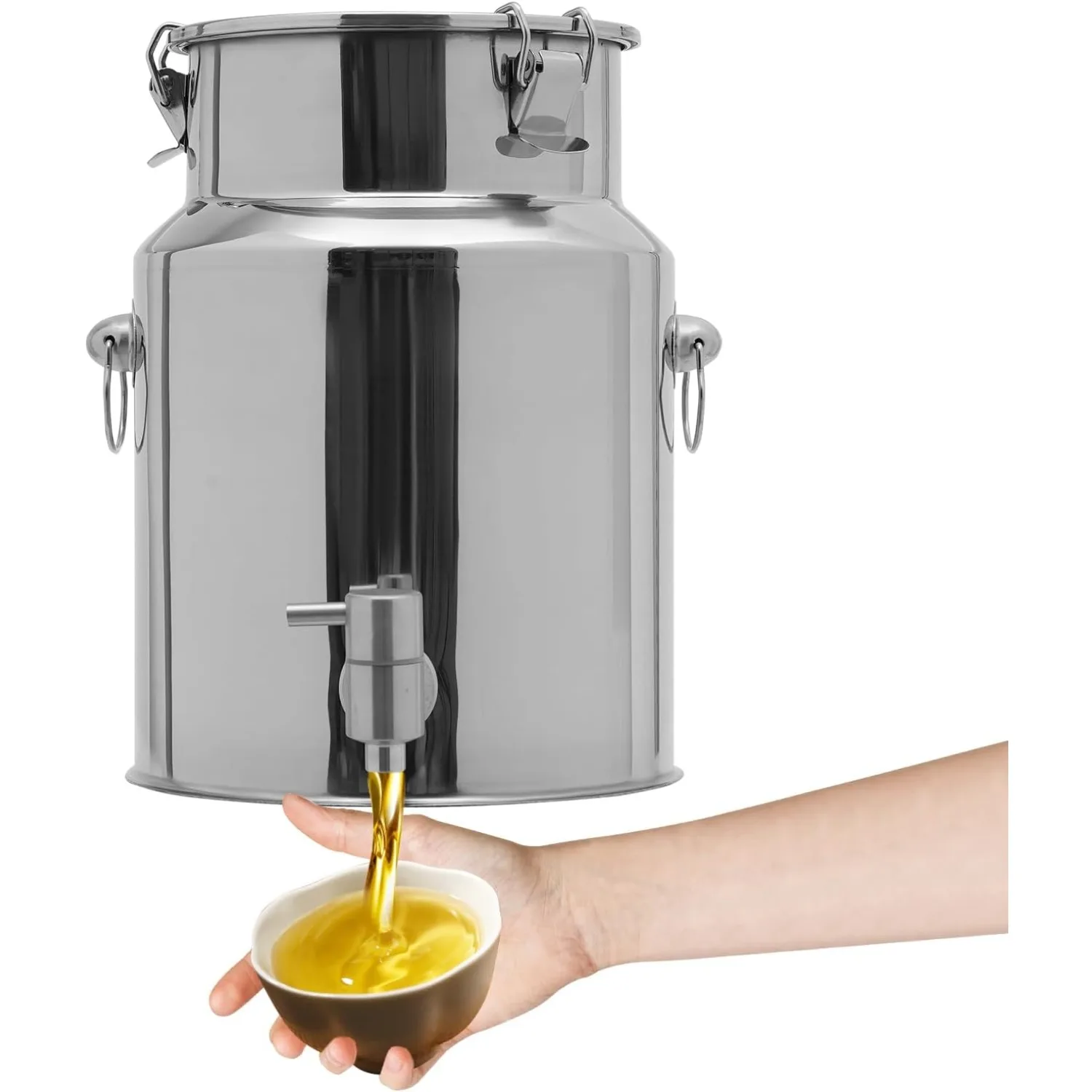 304 ステンレススチールミルク缶、蛇口付き 10L/2.64 ガロンミルク缶、密閉蓋付き金属製水飲料ドリンクディスペンサー、ミルクとワインの液体保管用 (10L)