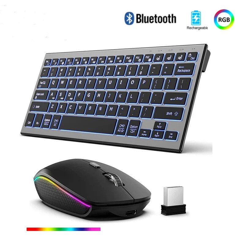 JOMAA カラーバックライト付き 2.4 グラムワイヤレスキーボードとマウスコンボ充電式 Bluetooth キーボード Windows ラップトップ用