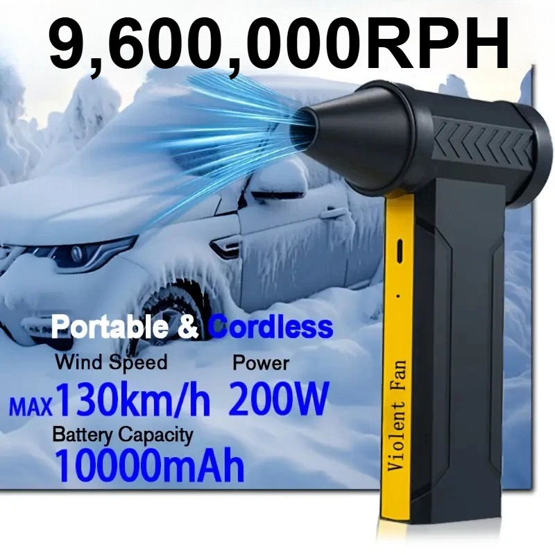 スーパー 9600000RPH 、ブラシレスモーター電動ターボファン高速ターボ暴力ファン USB 充電式強力なダストブロワー 60 メートル/秒