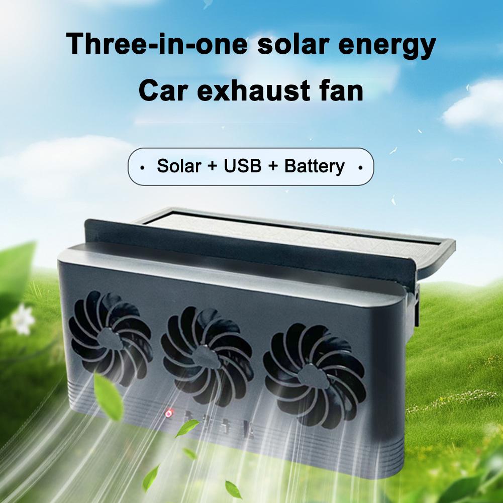 アップグレード太陽光発電ファンカークーラーフロント/リア USB 充電ウィンドウラジエーター排気ファン自動空気ベントファン換気ラジエーター