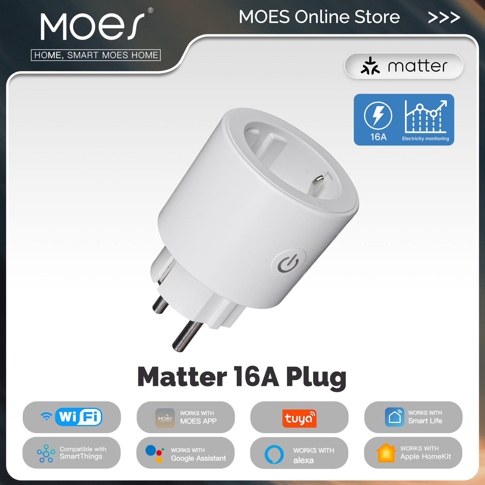 MOES Tuya スマートマタープラグ WiFi ソケット 16A コンセントパワーモニターリモコンサポート Apple Home Google Home Alexa Smartthings