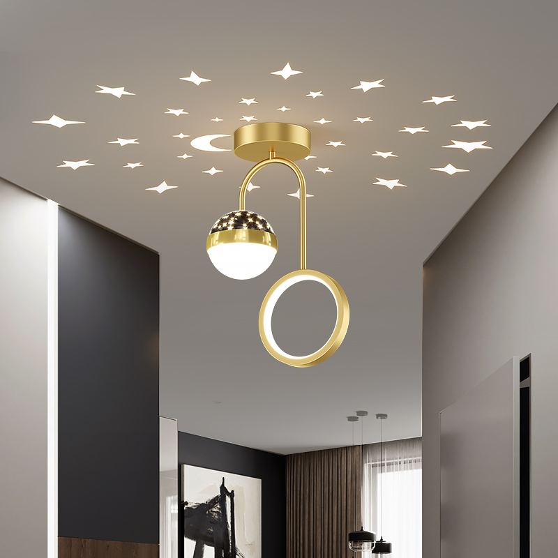 ゴールド/ブラック LED シャンデリア通路ポーチ廊下寝室キッチンレストランギャラリーオフィスコーヒーバー玄関ロフト屋内ランプ