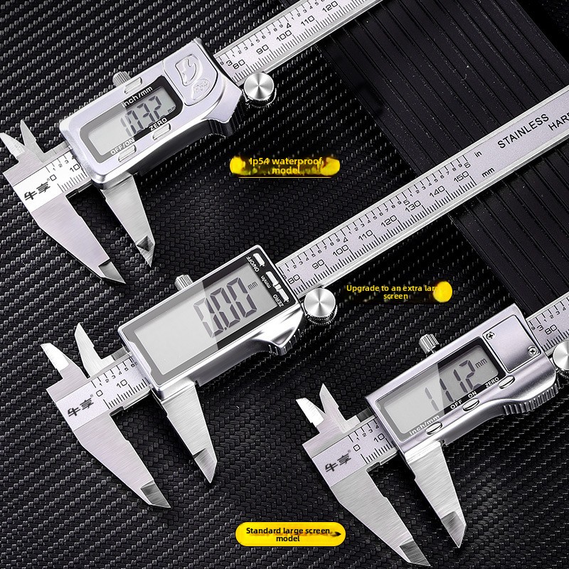 高精度 0-150mm デジタルノギス - ステンレス鋼カーボンファイバー工業グレード腕時計 LCD ディスプレイツール