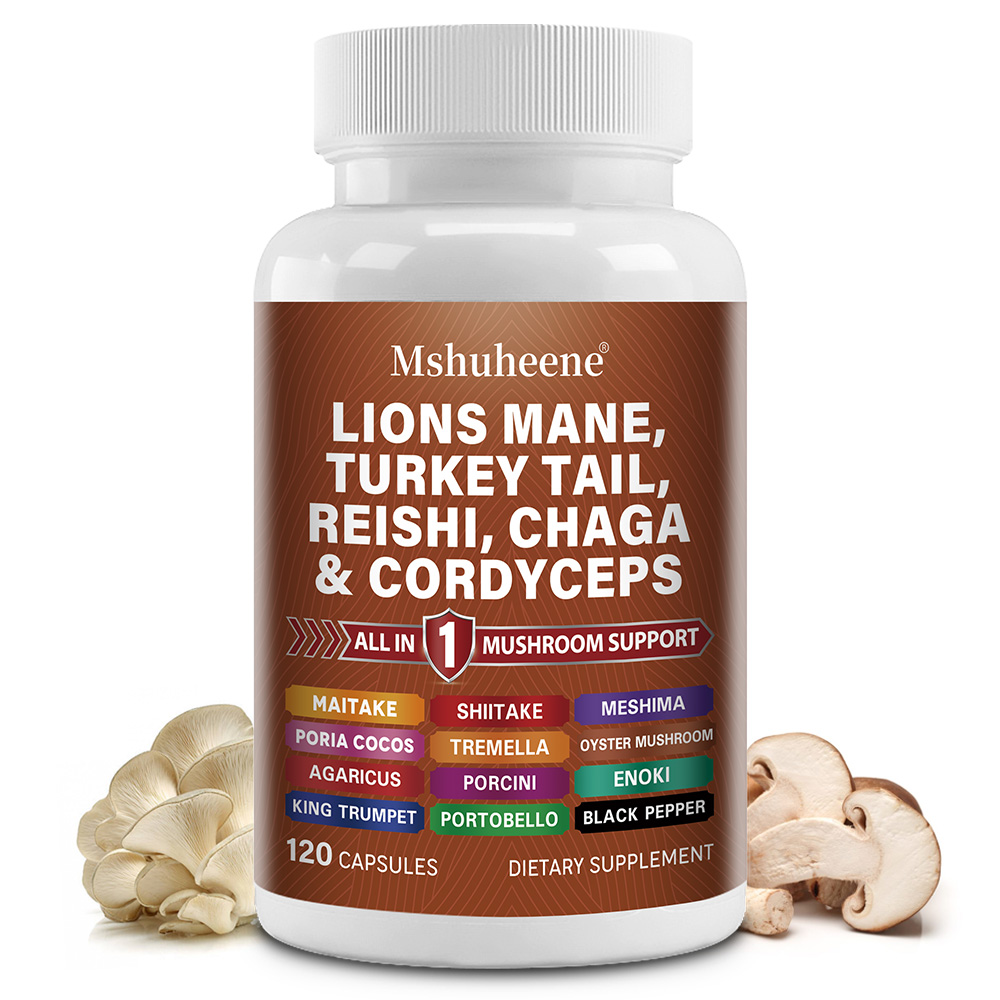Lions Mane Mushroom Supplement with Turkey Tail Reishi Cordyceps - Support Immune System, Memory, and Relieve Stress
