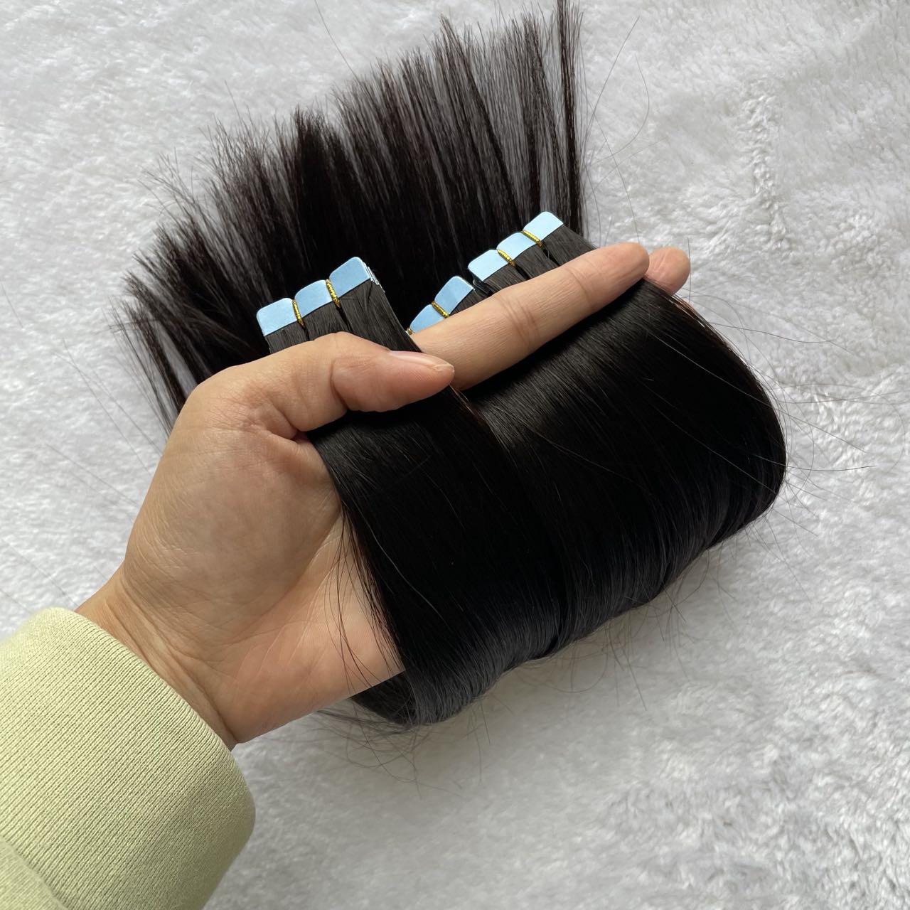 Tape in Human Hair Extensions 12" 16" 20" 24" Mini Tape Hair Extension Straight 10pcs Machine Remy Invisible Adhesive Tape Hair