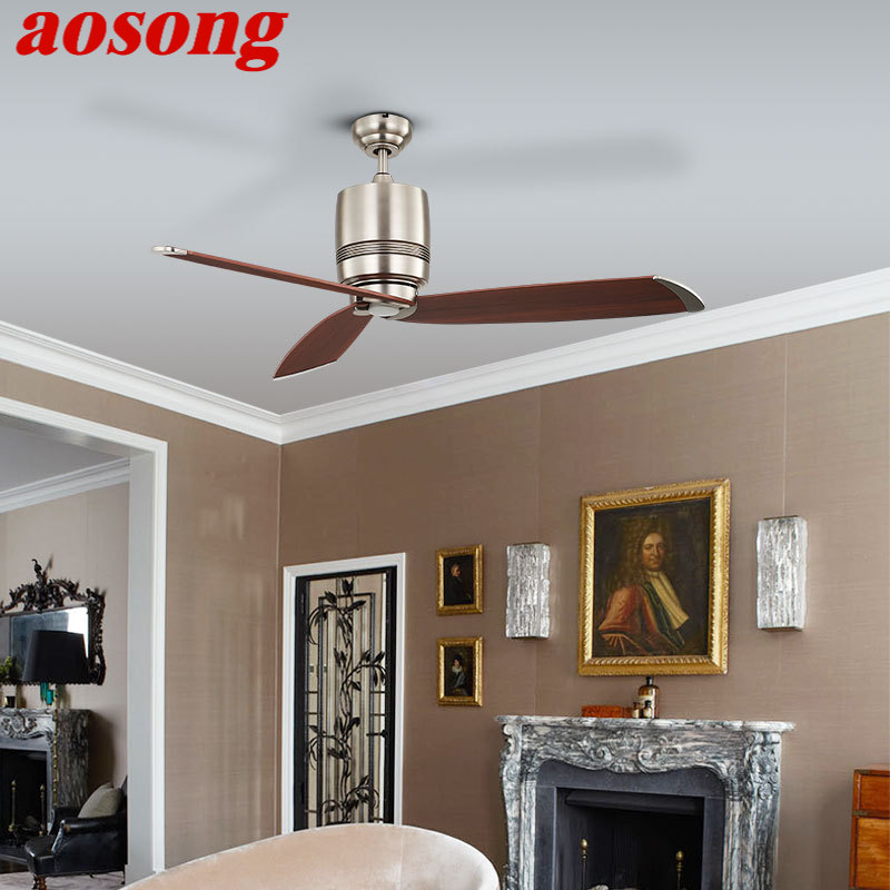 AOSONG アメリカシーリングファンライトクリエイティブヴィンテージ木製 LED ランプリモコン付き 3 色家庭用寝室研究ダイニングルーム