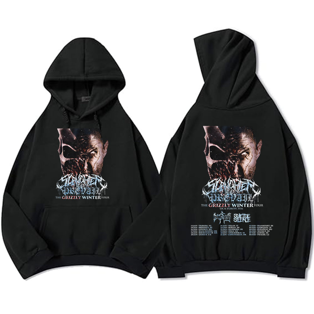 グリズリー冬ツアー 2026 パーカー SLAUGHTER TO PREVAIL バンドグラフィックスウェットヘビーメンタルストリートユニセックス男性服