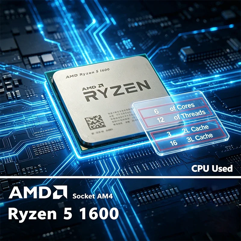 AMD Ryzen 5 1600 プロセッサー 6 コア 12 スレッド 3.2GHz ベース 3.6GHz 最大ブースト AM4 ソケット L3 キャッシュ 14nm 65W TDP ロック解除済みデスクトップ CPU