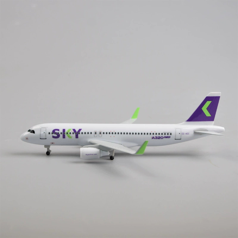 20 センチメートル合金金属チリスカイ A320 航空お土産飛行機おもちゃ航空会社ダイキャスト飛行機模型飛行機模型飛行機ホイール付きランディ