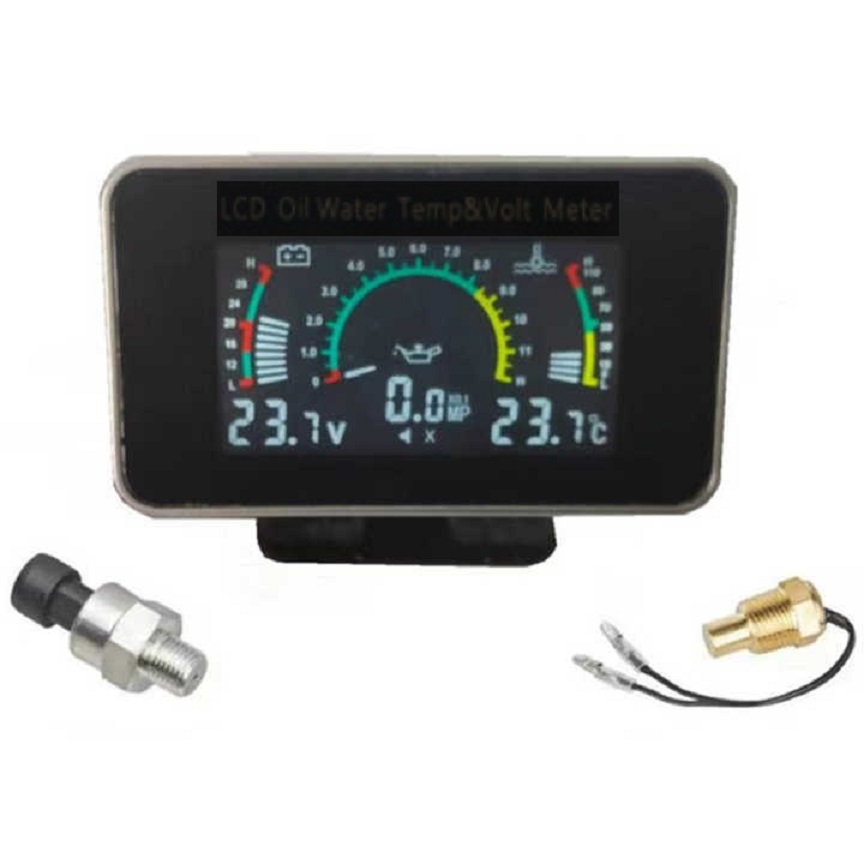 3 で 1 液晶車デジタル油圧計電圧計水温計 1/8 NPT 油圧センサー水温センサー 10 ミリメートル