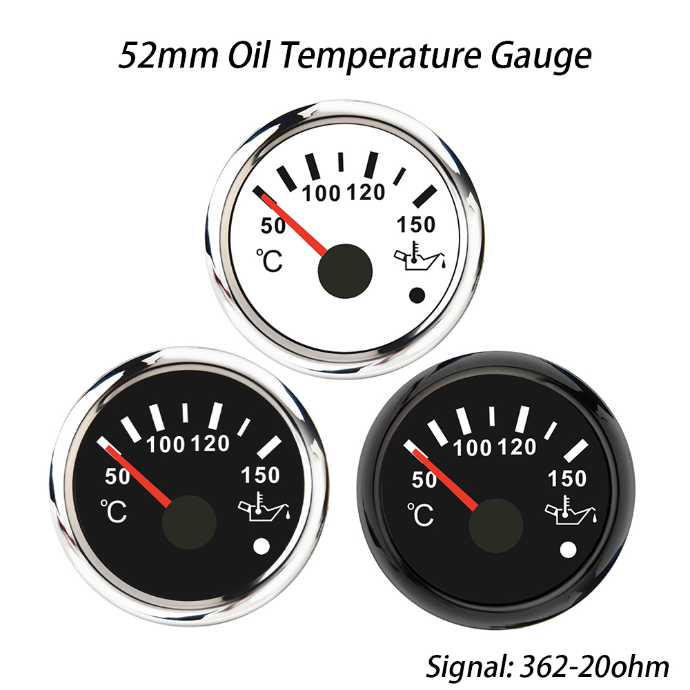 Rhaxel 52mm 油温計 50-150℃ 温度計 赤色バックライト付き アラーム付き 12V 24V 車 SUV 船舶ヨット用