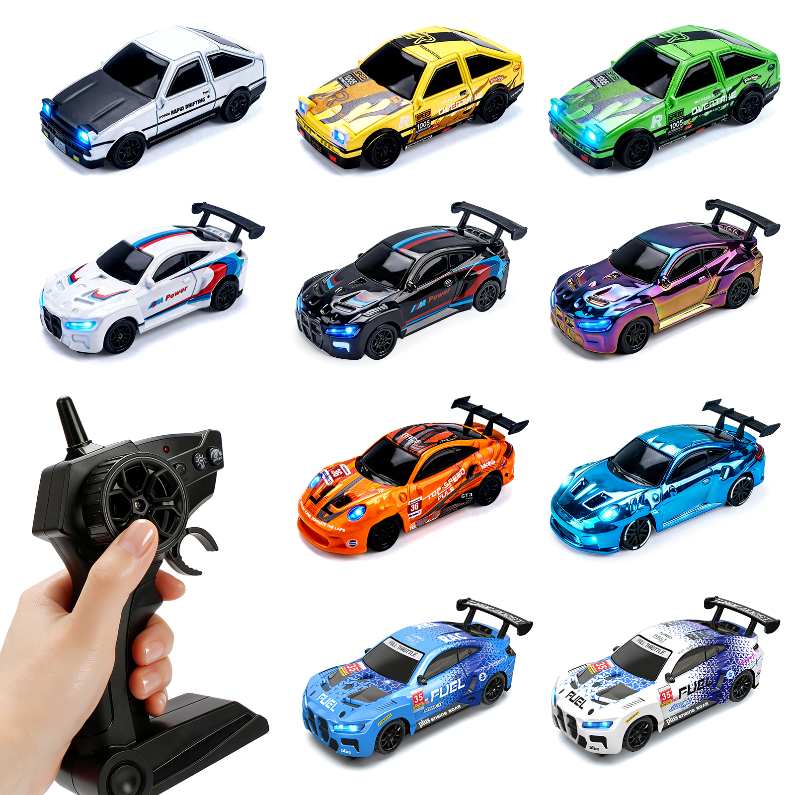 1/64 高速ドリフト RC カーライト 2.4 グラム 4WD リモートコントロールカーミニレーシングモデルカーデスクトップフルプロポーション車ギフト