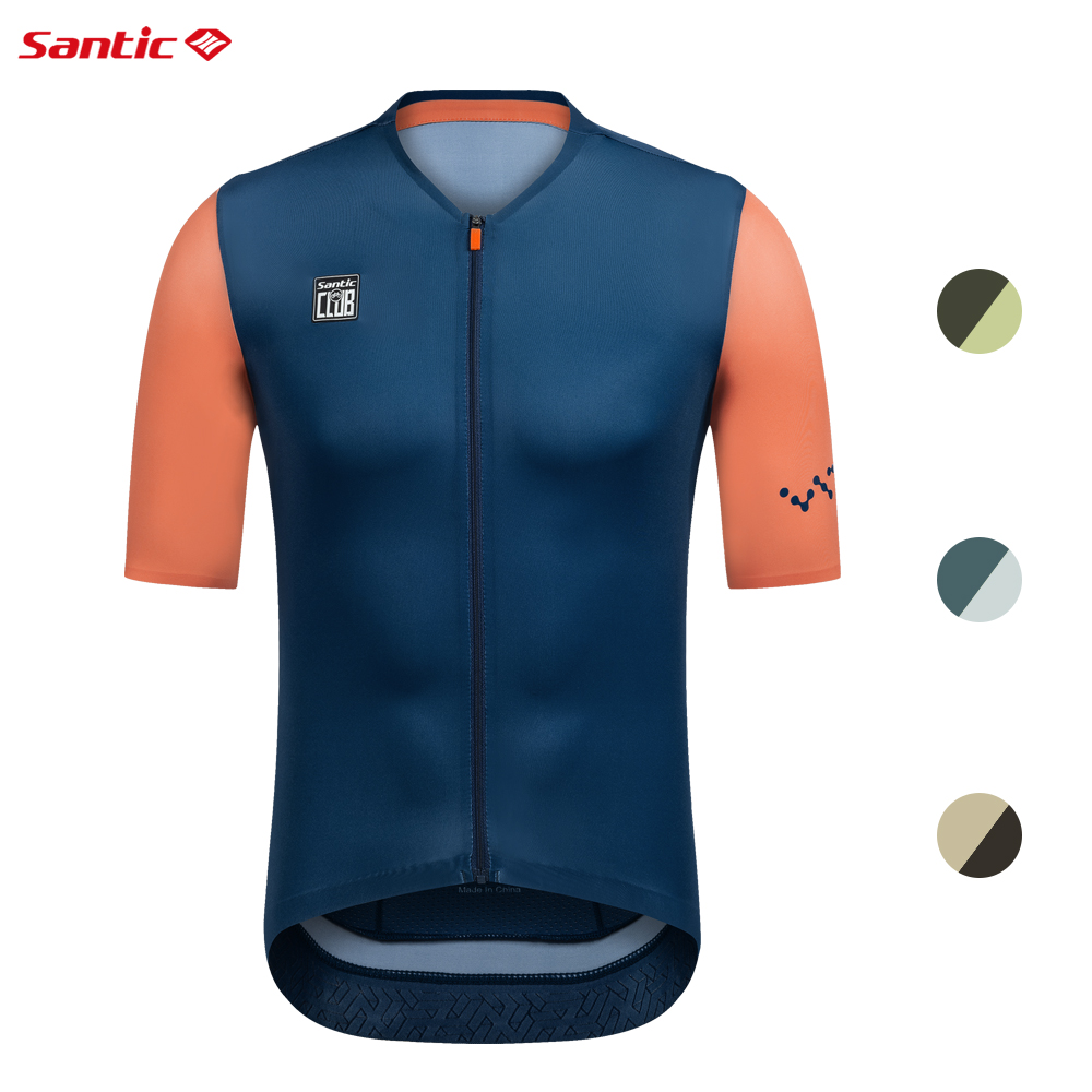 Santic サイクリング ジャージ メンズ 半袖 プロフェッショナル 通気性 パワーバンド 反射性 速乾性 WM24C02237