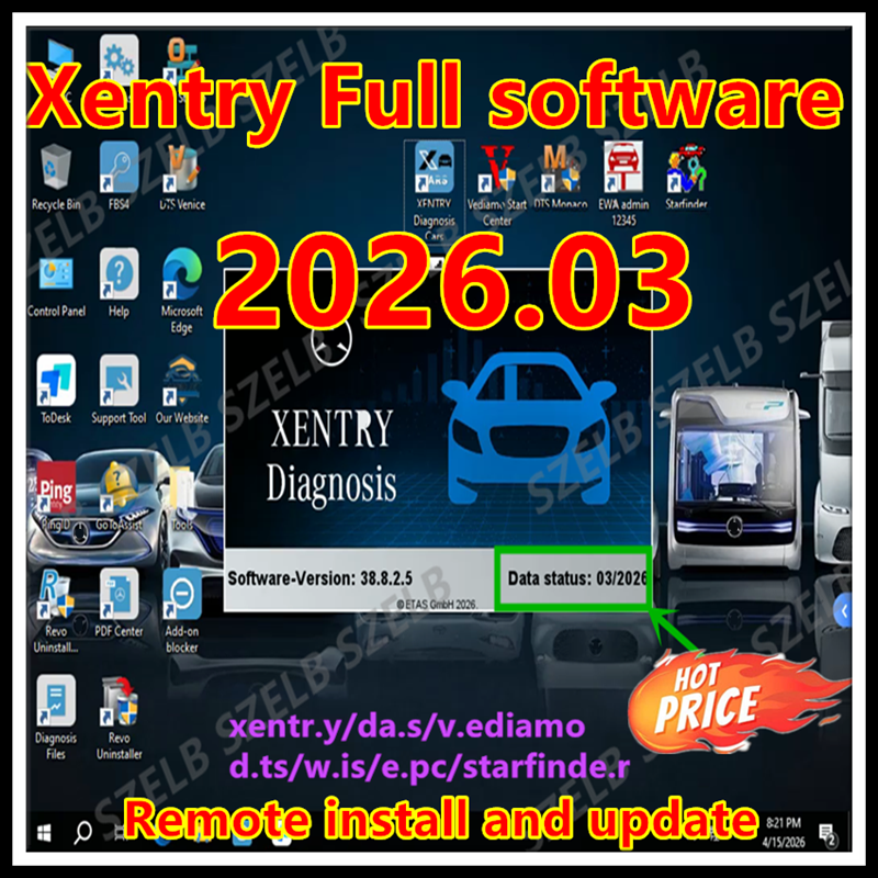 最新 2026.03 Xentry ソフトウェア リモート インストールとアクティベート DT.S WI.S EP.C Vedamo 自動診断ツール MB STAR SD C6 Openport