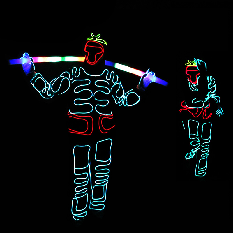 1 セット EL ワイヤー LED 服大人子供ライトアップ LED 服ダンスウェア Stgae パフォーマンス衣装用品