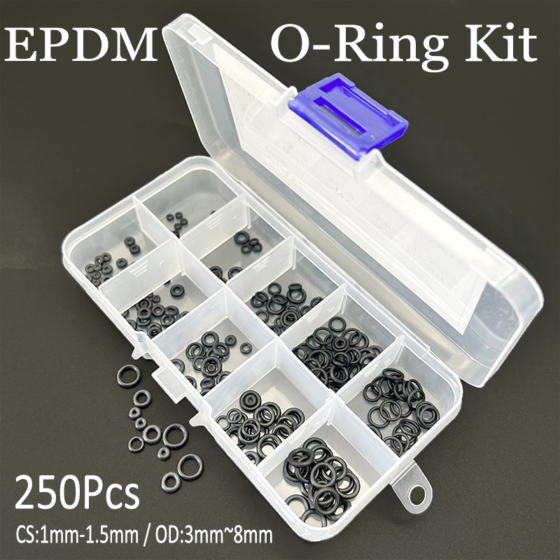 EPDM ブラック O リングキット耐候性シールガスケット自動車/配管/機器サイズ CS 1-1.5 ミリメートル外径 3 〜 8 ミリメートルゴム O リング 250 個