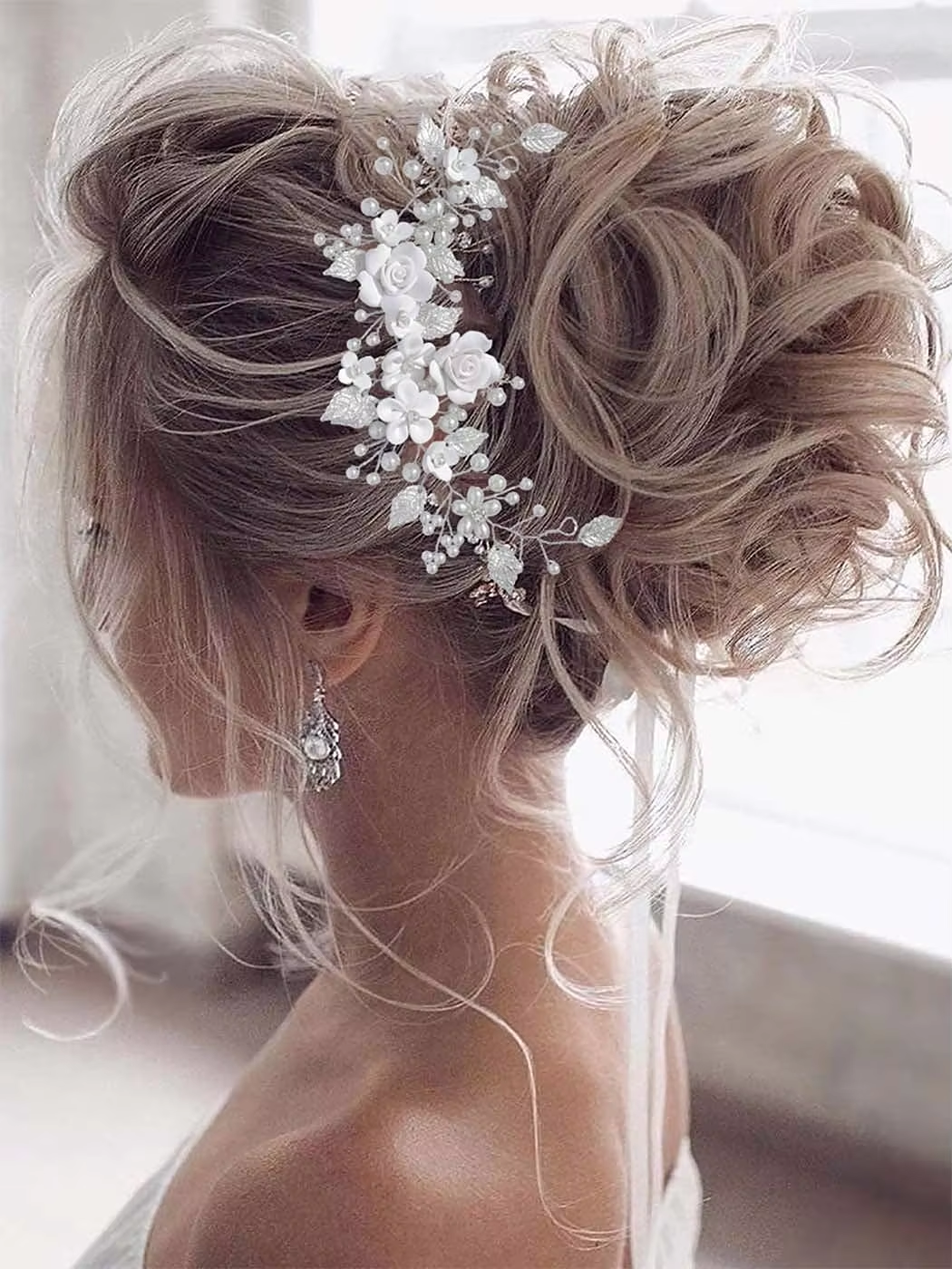 ファッションとエレガントな花嫁のウェディングヘアつるパールブライダルヘアピースリーフヘアアクセサリーラインストーンヘッドバンド女性と女の子用