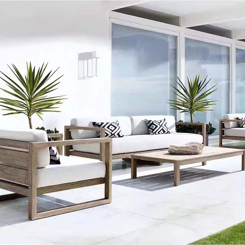 Outdoor Teak Sofa Used Hotel Villa Courtyard Outdoor Terrace Anti corrosion Wooden Sofa Combination