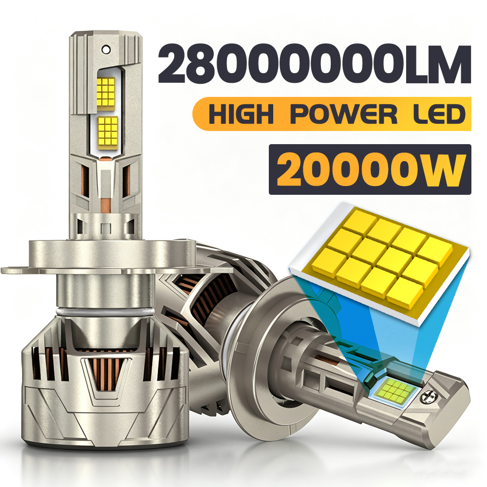 28000000LM H7 H4 H1 車のヘッドライト電球 20000W H8 H9 H11 9005 9006 HB3 HB4 HIR2 9012 フォグランプ 6000K ホワイトオートランプ 12V 24V