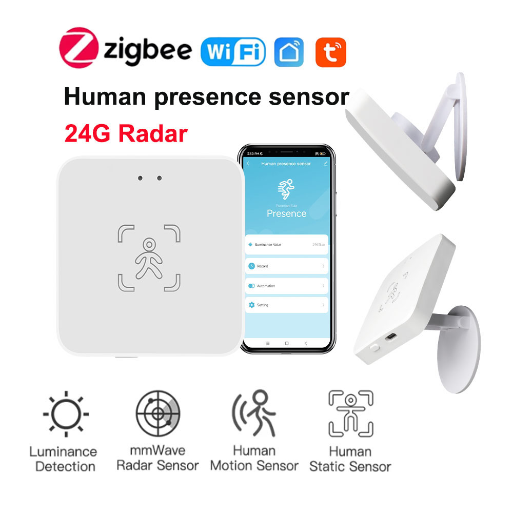 Tuya WiFi / Zigbee 人体存在検出器、輝度/距離検出、スマート人体 PIR センサー 24G サポート ホームアシスタント