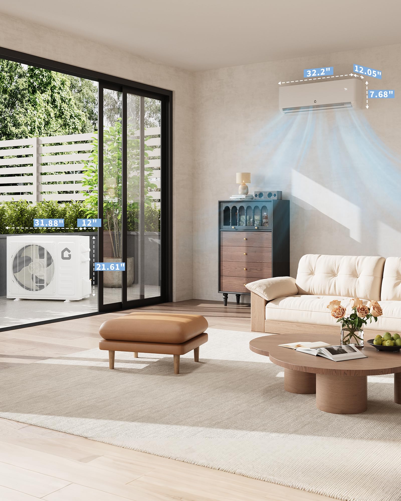 9000 BTU ミニスプリット AC 暖房システム 115V WiFi 対応 エネルギー効率の高い壁掛けヒートポンプエアコンは最大 450 平方フィートまで冷却可能 設置キット付き