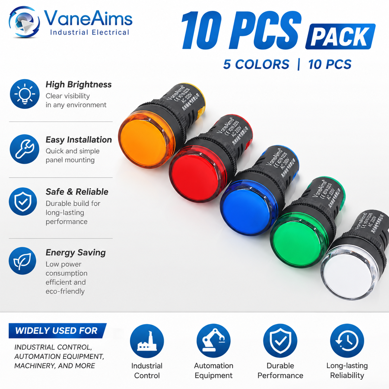 10 個 22 ミリメートル LED インジケータライト AD16-22DS パネル取付プラスチック電源信号ライトパイロットランプビーコン AC DC 12V 24v 220V LED