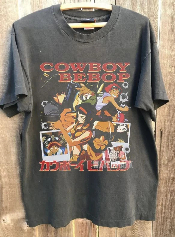 カウボーイビバップアニメグラフィックチャコールユニセックス Tシャツ男性女性メンズ Tシャツ