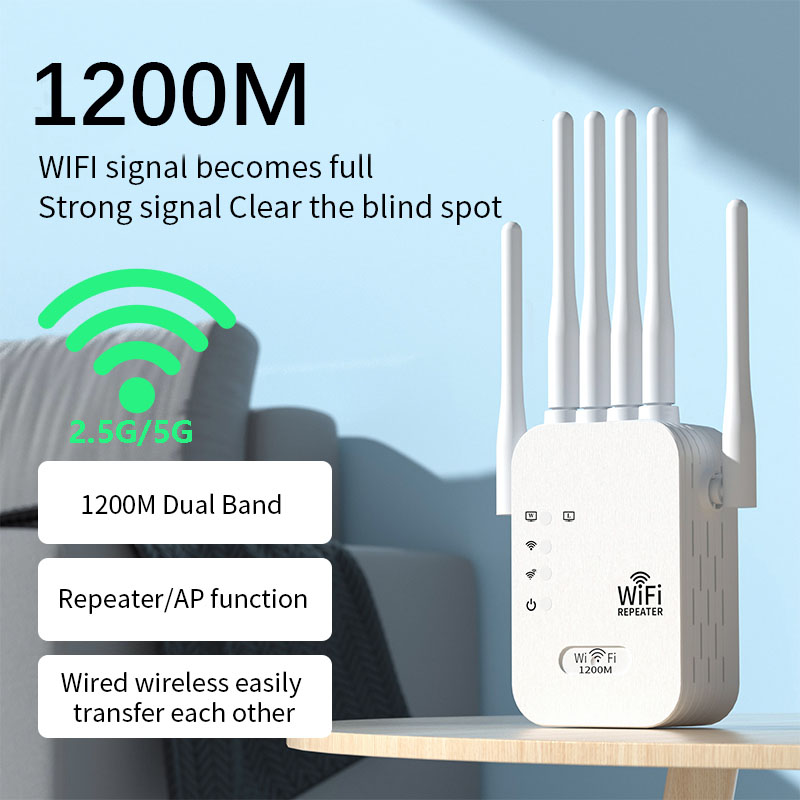WiFi 信号ブースター アンプ エクステンダーは、WiFi 6 リピーター 3000 平方フィート、5GHz/2.4GHz をサポートします。