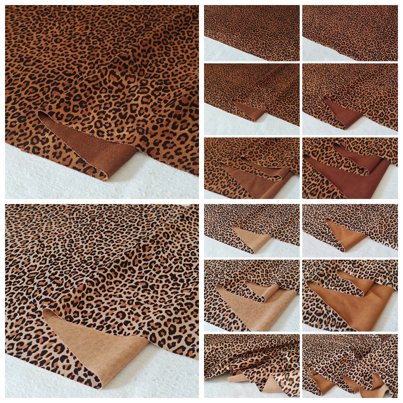 Leopard Print Suede Fabric By The Meter for Clothing Dresses Bags Sofa Cover Tablecloth DIY Sewing Soft Thin Thick Elastic Cloth