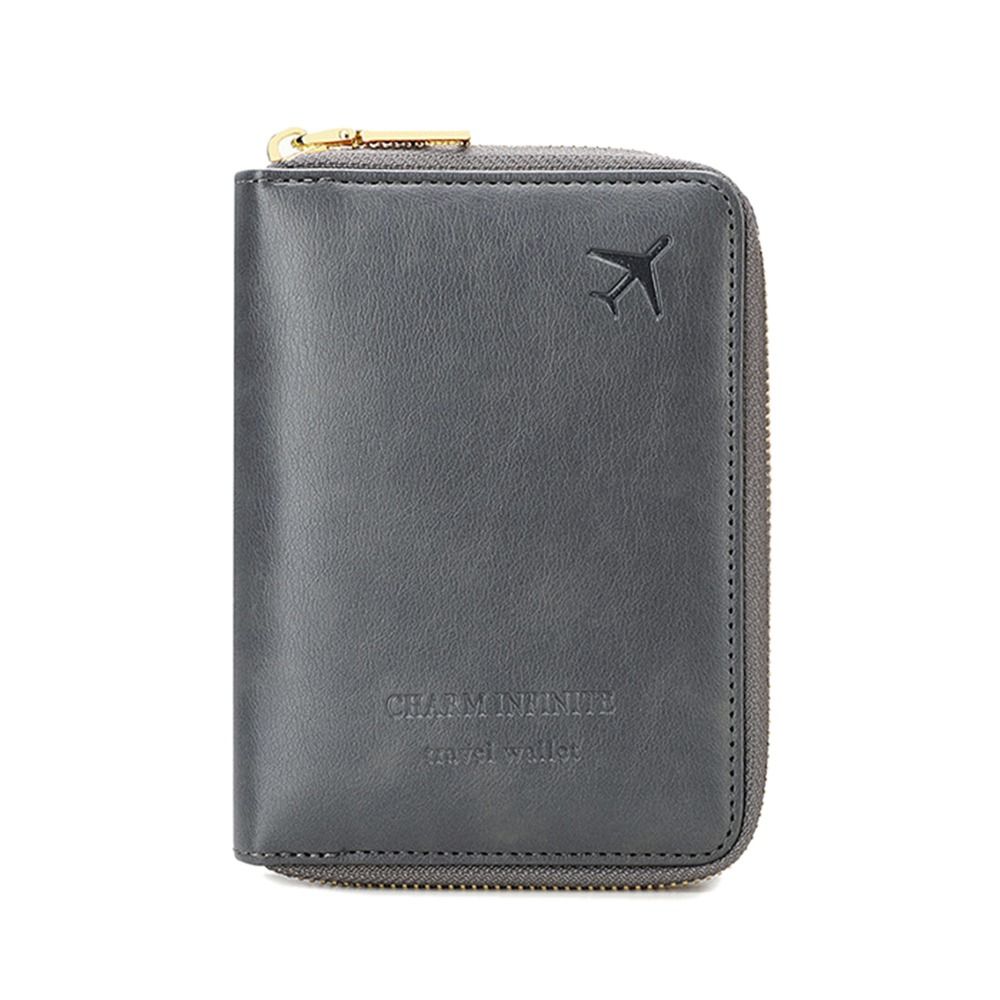 新しい RFID ジッパーパスポートバッグ PU レザーソリッドカラートラベルストレージバッグ盗難防止 ID カードホルダー