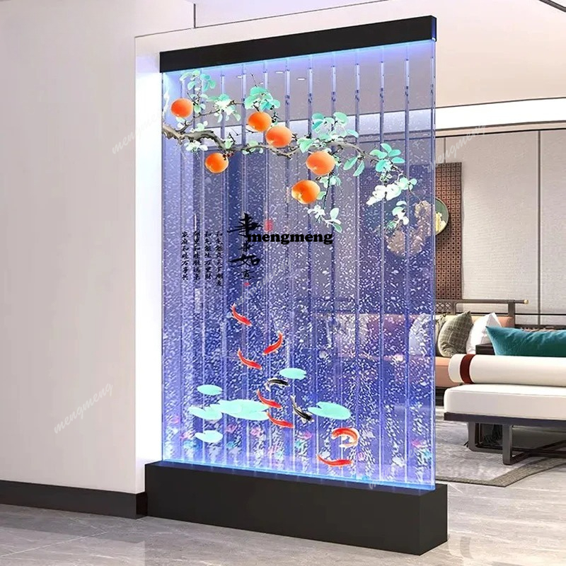 カスタマイズ。モダンな高品質滝装飾壁パーティションディバイダー屋内アクリル LED 水バブルカーテンウォールファウント