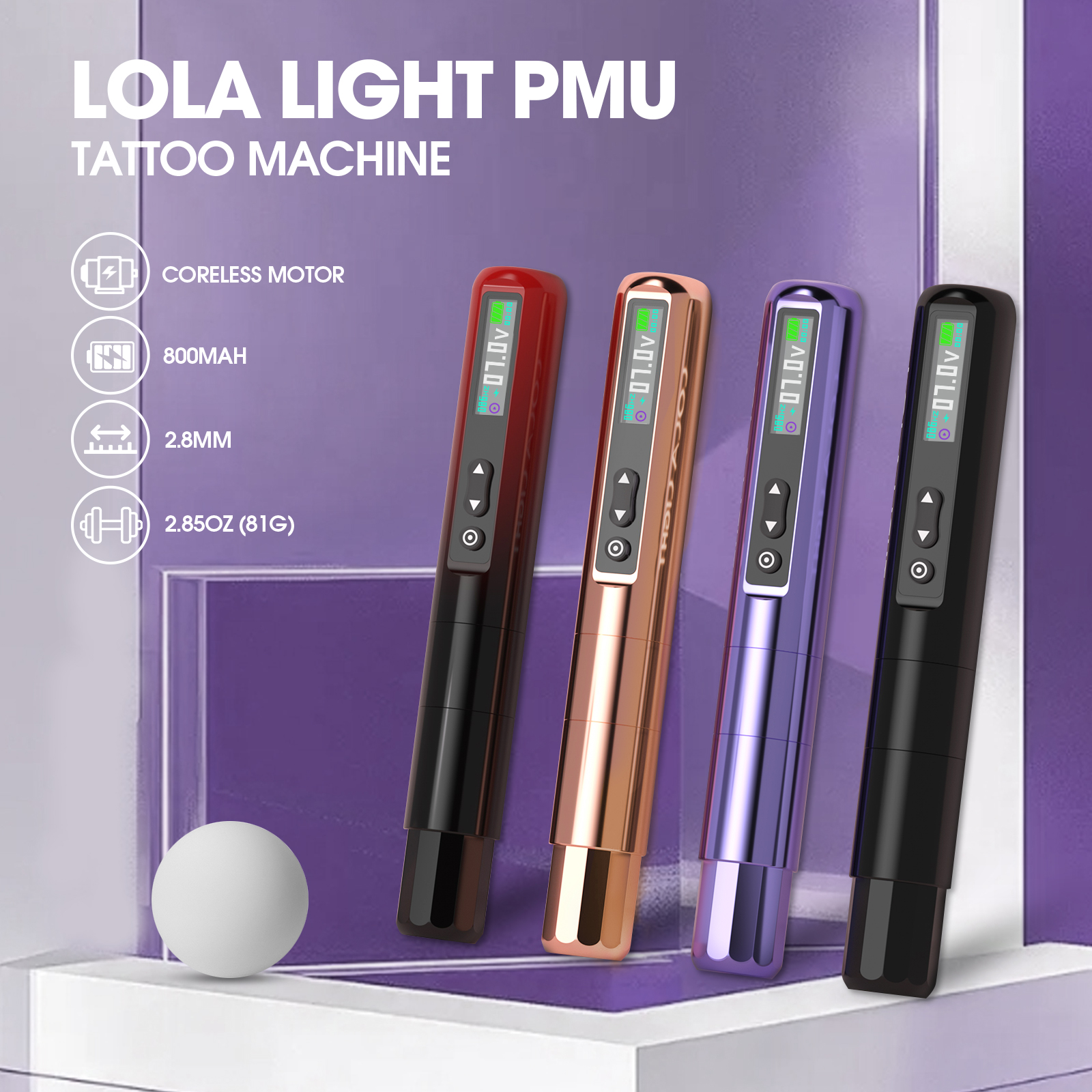 EZ LOLA ライト PMU SMP ワイヤレスカートリッジタトゥーマシンペンバッテリーペンアートメイクペン Microblading 眉毛リップアイライナー