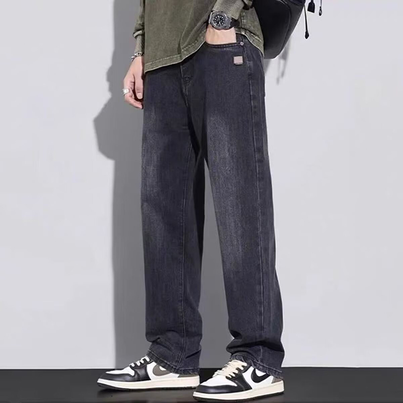 2026 新しい男性ストリートワイドレッグデニムパンツ男性アメリカンヴィンテージ多用途ストレートレッグジーンズ快適な通勤ズボン