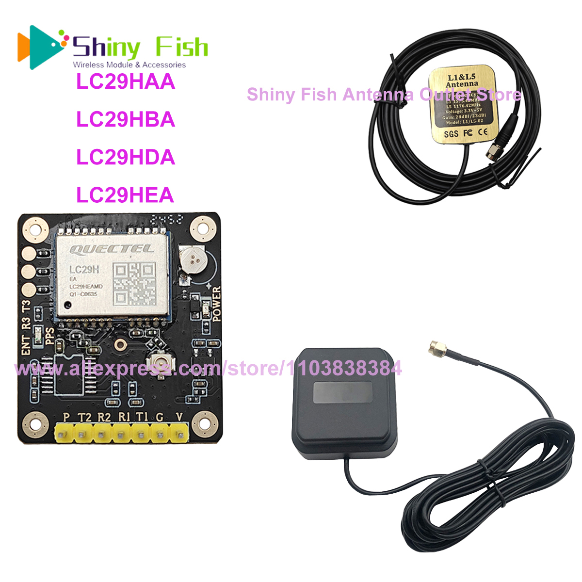Quectel LC29H GNSS モジュール LC29HEA /BA/DA /AA RTK 基地局ボード GPS BDS Galileo GLONASS GPS L1 L5 /YB0017AA アンテナ付き