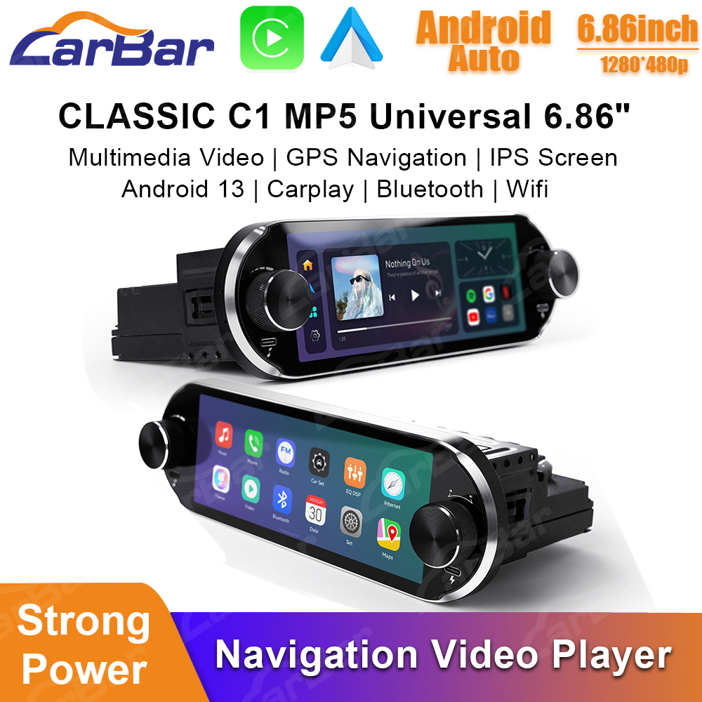Carbar カーラジオ クラシック C1 MP5 ユニバーサル 6.86 "Android 自動ステレオ マルチメディア ビデオ プレーヤー GPS ナビゲーション BT Carplay IPS スクリーン