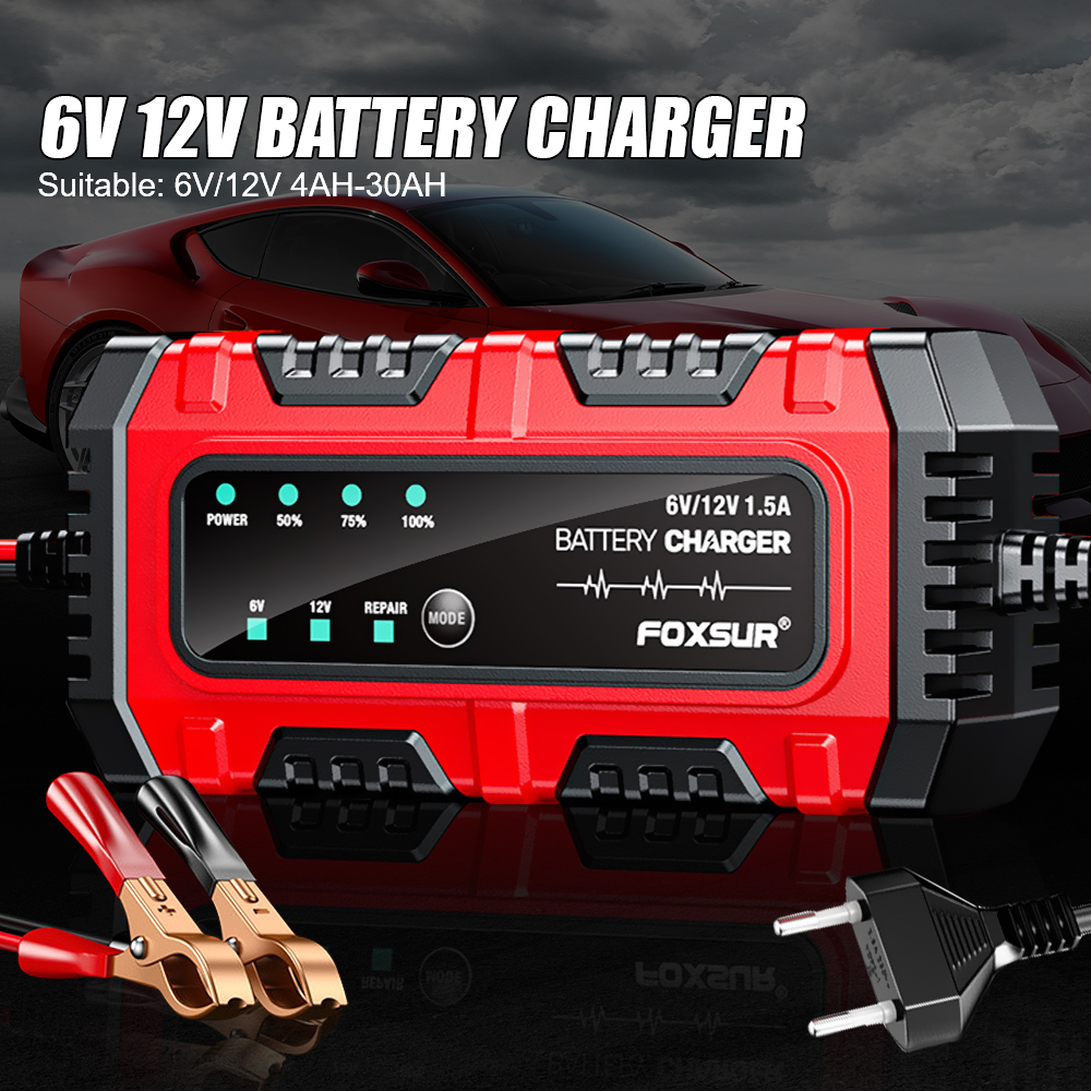 6V/12V 1.5A 多重保護鉛酸バッテリー充電器車オートバイバッテリーフルインテリジェントインテリジェントパルス修理
