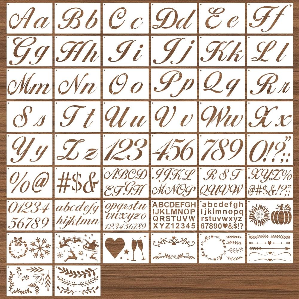 50 ピース/セット手紙 DIY 絵画ステンシルセット再利用可能な中空スプレー塗装ステンシル洗える PET 絵画テンプレート