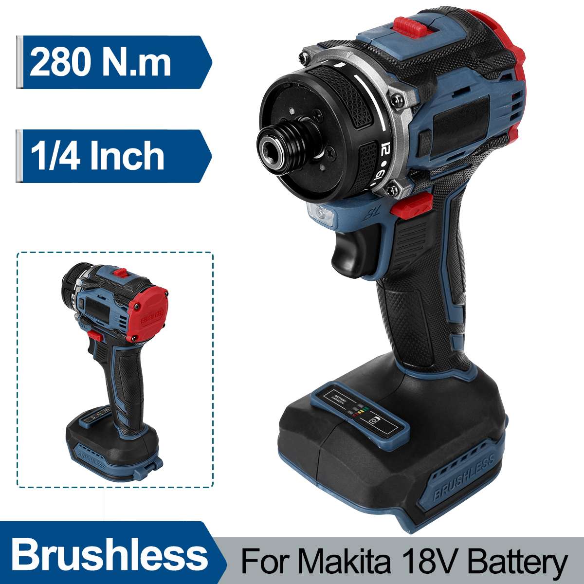 1/4 インチ 4000rpm ブラシレス電動ドライバー 21 1 ギア 2 速コードレス電動ドリルツールマキタ 18v バッテリー