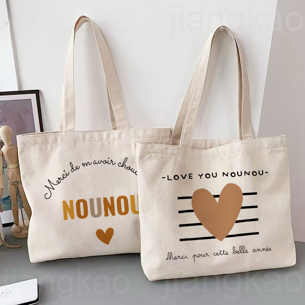 Love You Nanny 新年をありがとうプリント女性トートバッグショッピングバッグ女性ショルダーバッグ旅行ハンドバッグギフト Nounou