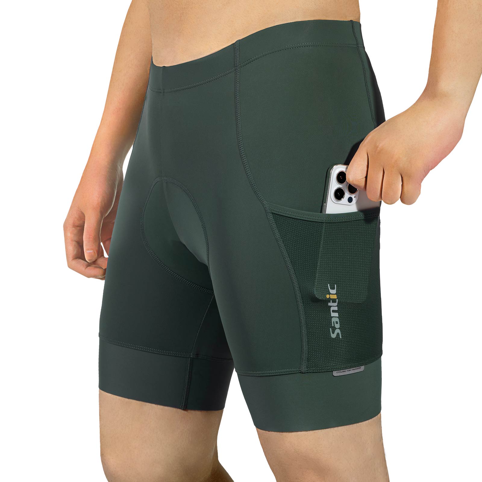 Santic メンズ サイクリング ショーツ 4D パッド入り ポケット付き MTB 軽量 伸縮性 自転車 ライディング パンツ サイクリング用 KM1C05136