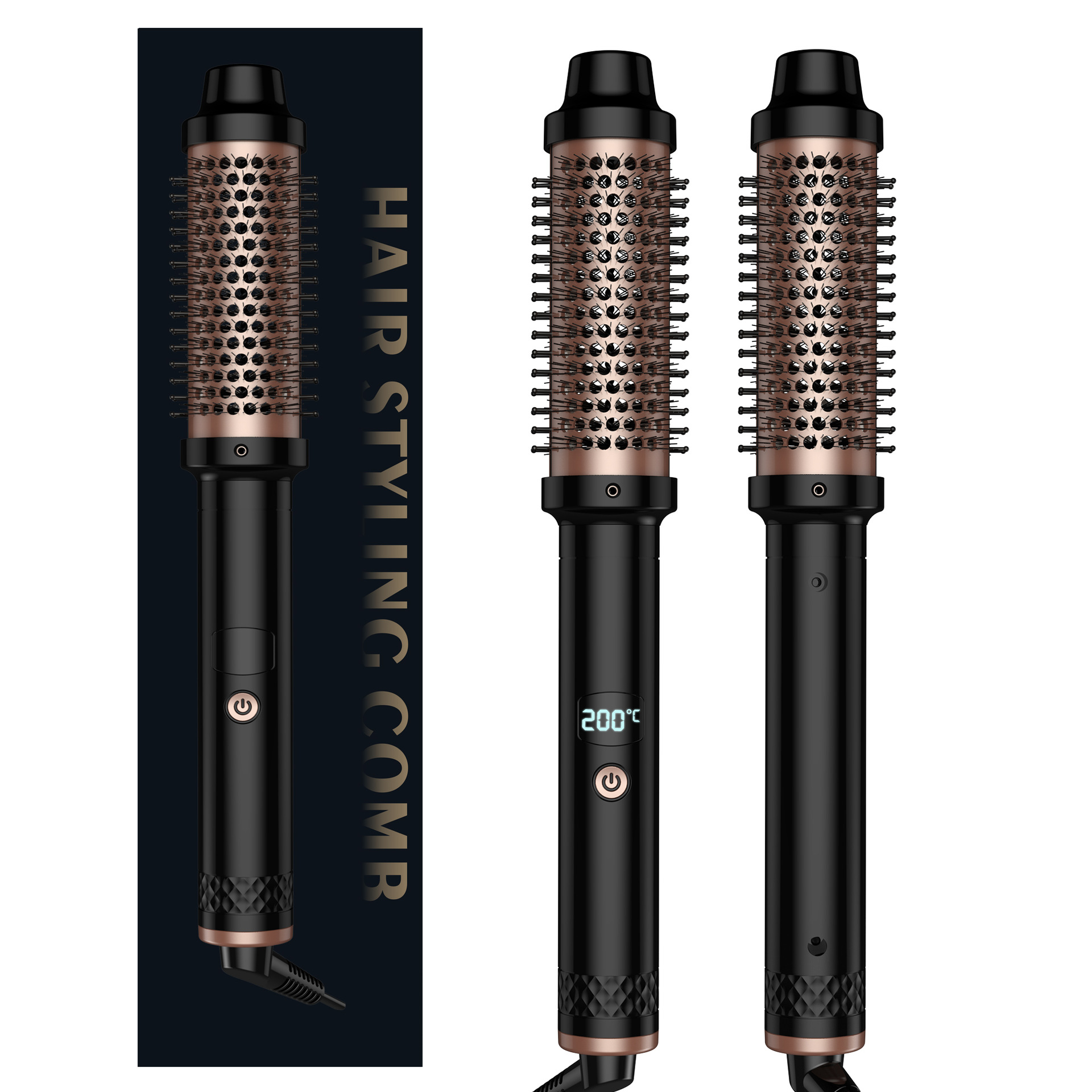 3-in-1 多機能ストレートカーリングホットブラシポータブル旅行イオンヘアスタイリングコーム高速加熱太い/細い髪
