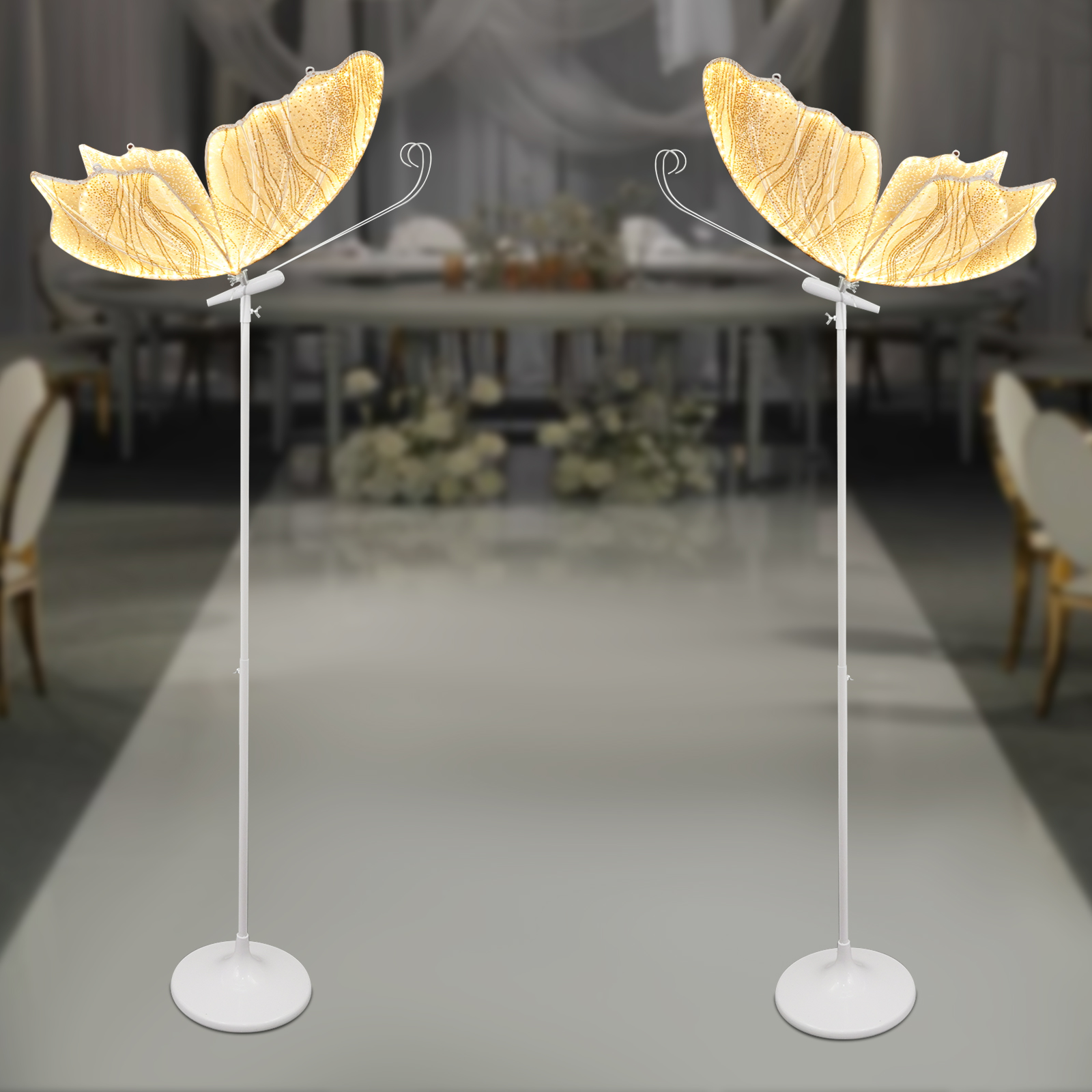 2 個 110V クリエイティブバタフライ LED フロアランプバタフライハンギングライトロマンチックなハンギング結婚式の装飾小道具ゴールド
