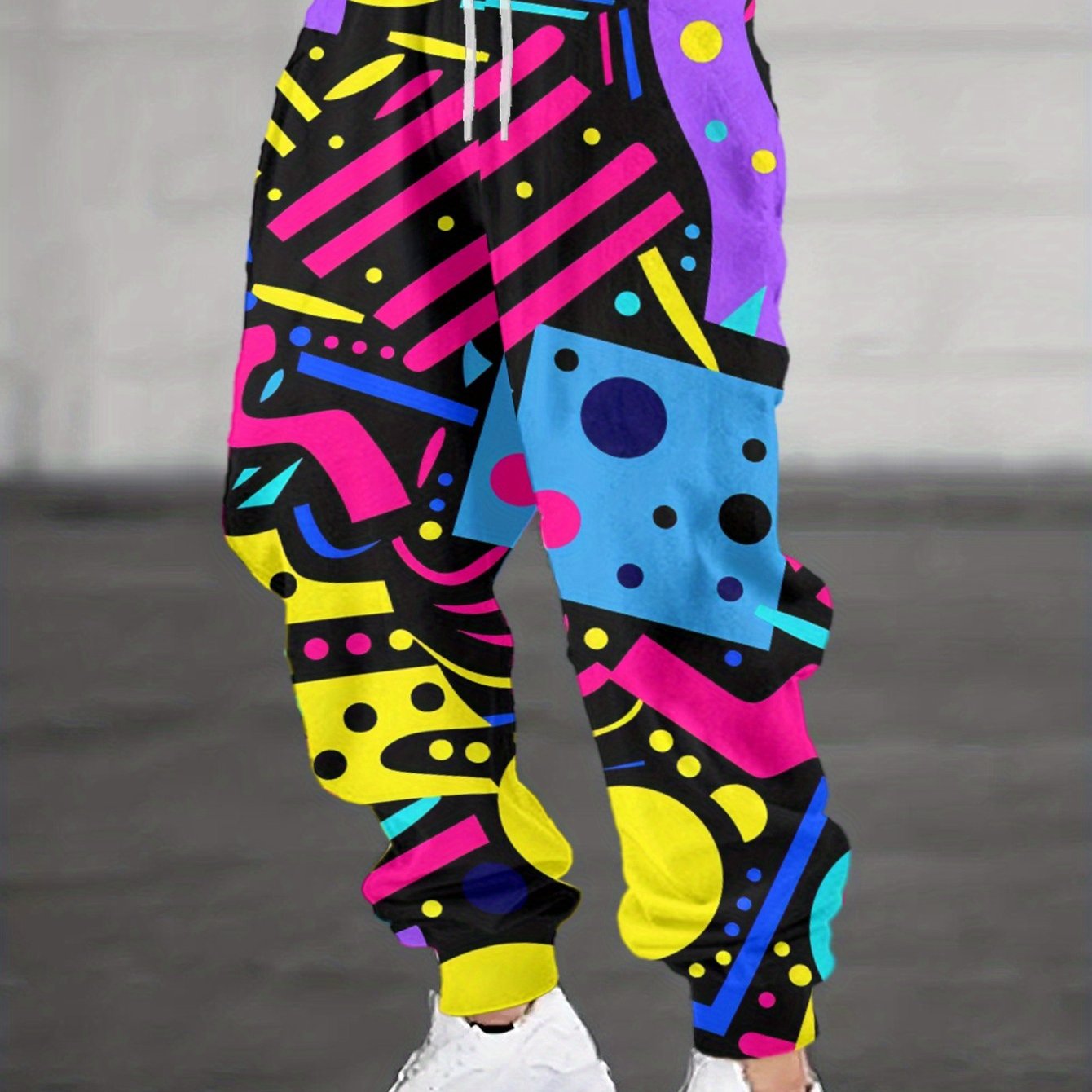 Abstract Geometric Printed Pants for Men and Women, 3D Full Printed Casual Pants with Patterns, Suitable for Outdoor Activities