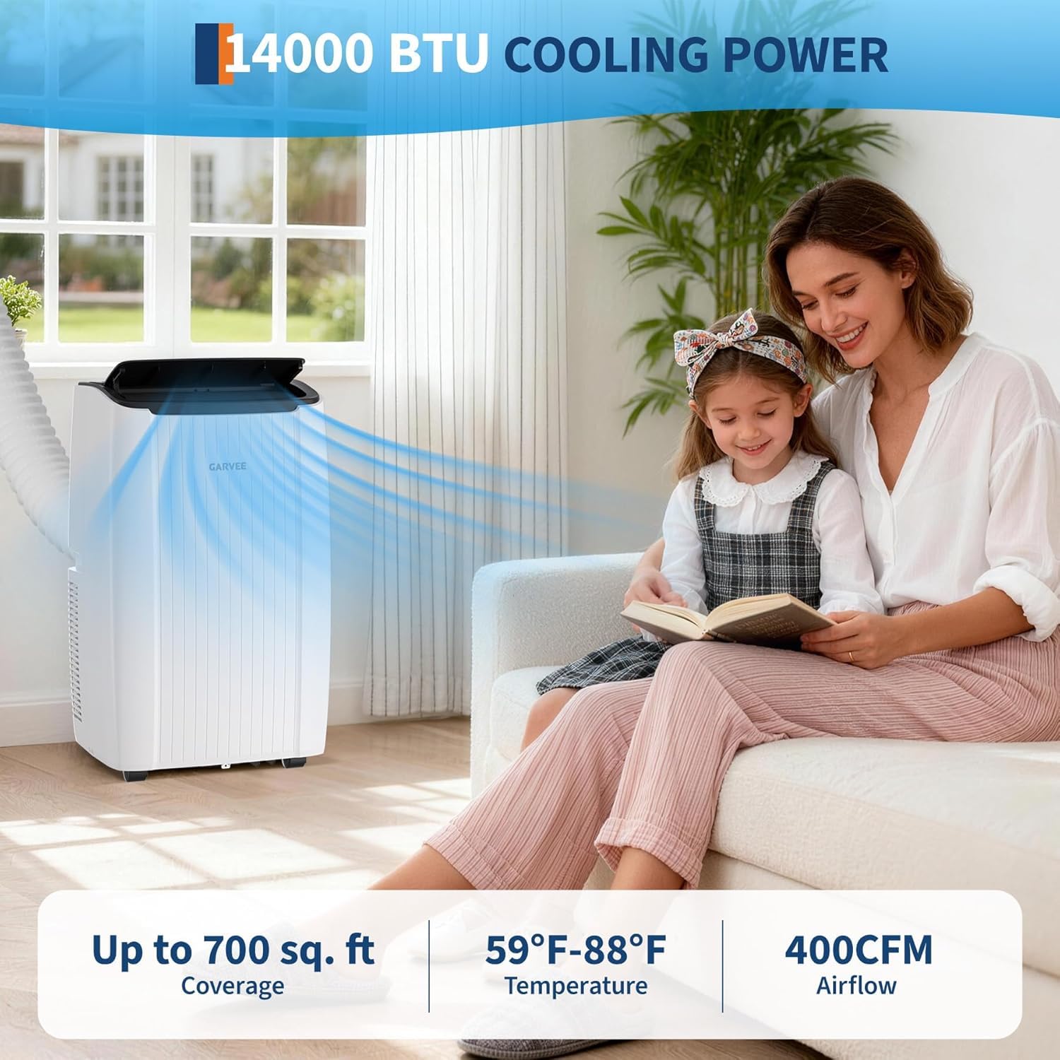 14000 BTU ポータブルエアコン、ファン付き 3 In 1 AC ユニット、除湿機